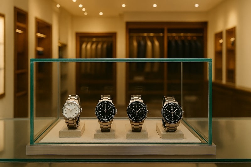 Gablota z zegarkami ze szkła antywłamaniowego